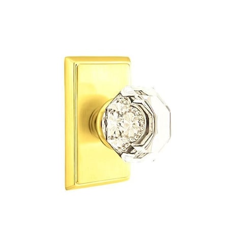 Emtek Old Town Crystal Knob 2-3/8 in Backset Passage for 1-1/4 in to 2 in Door Polished Brass 8121OTUS3